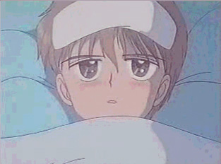 Akito's still sick in bed. (29K JPEG)