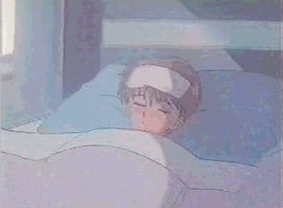 Akito sick in bed...aww... (28K JPEG)