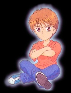 Hayama Akito. Sitting crosslegged.